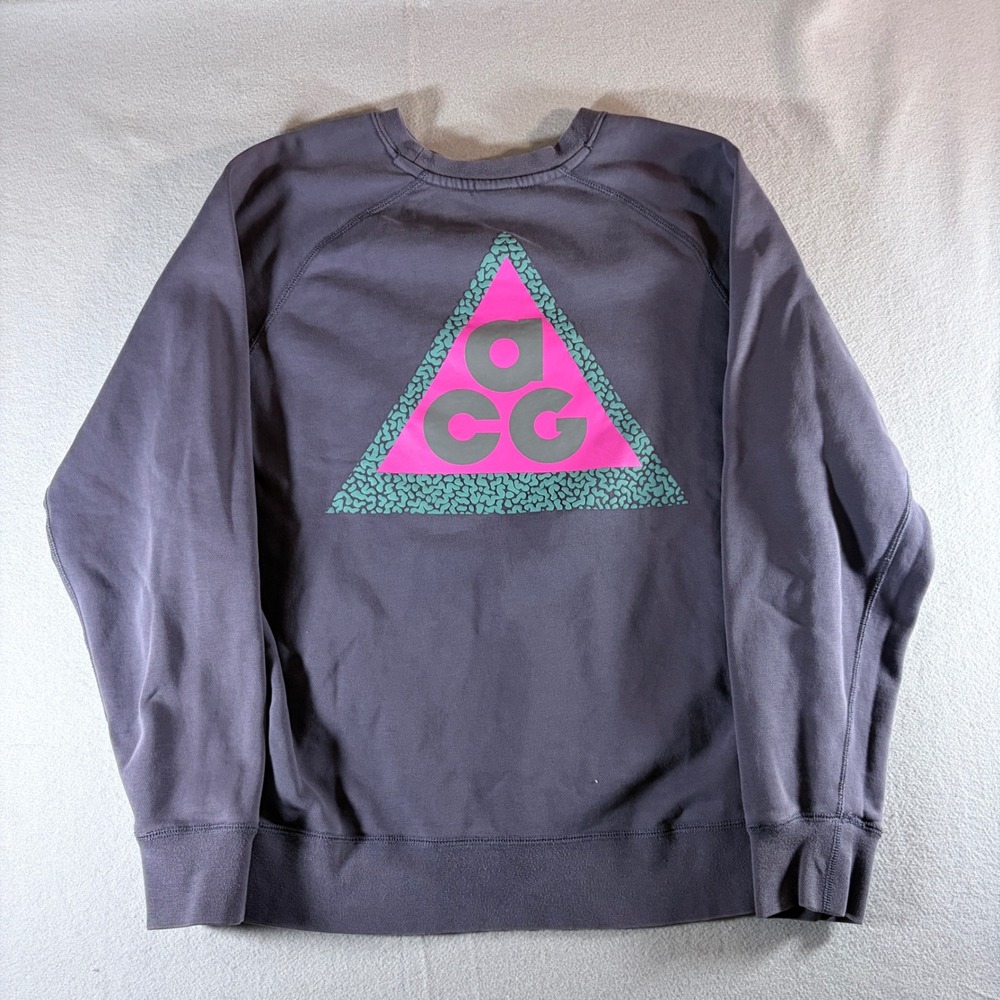 Nike ACG Mens XL Crewneck Sweatshirt Purple Pink Big Logo Pullover